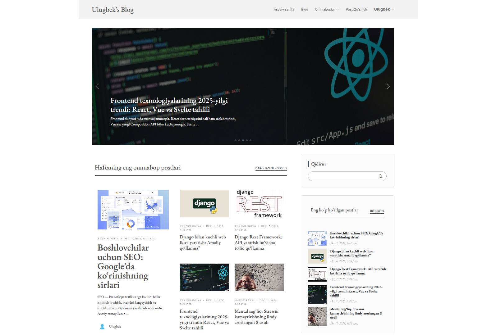 Django Blog Task Project home page
