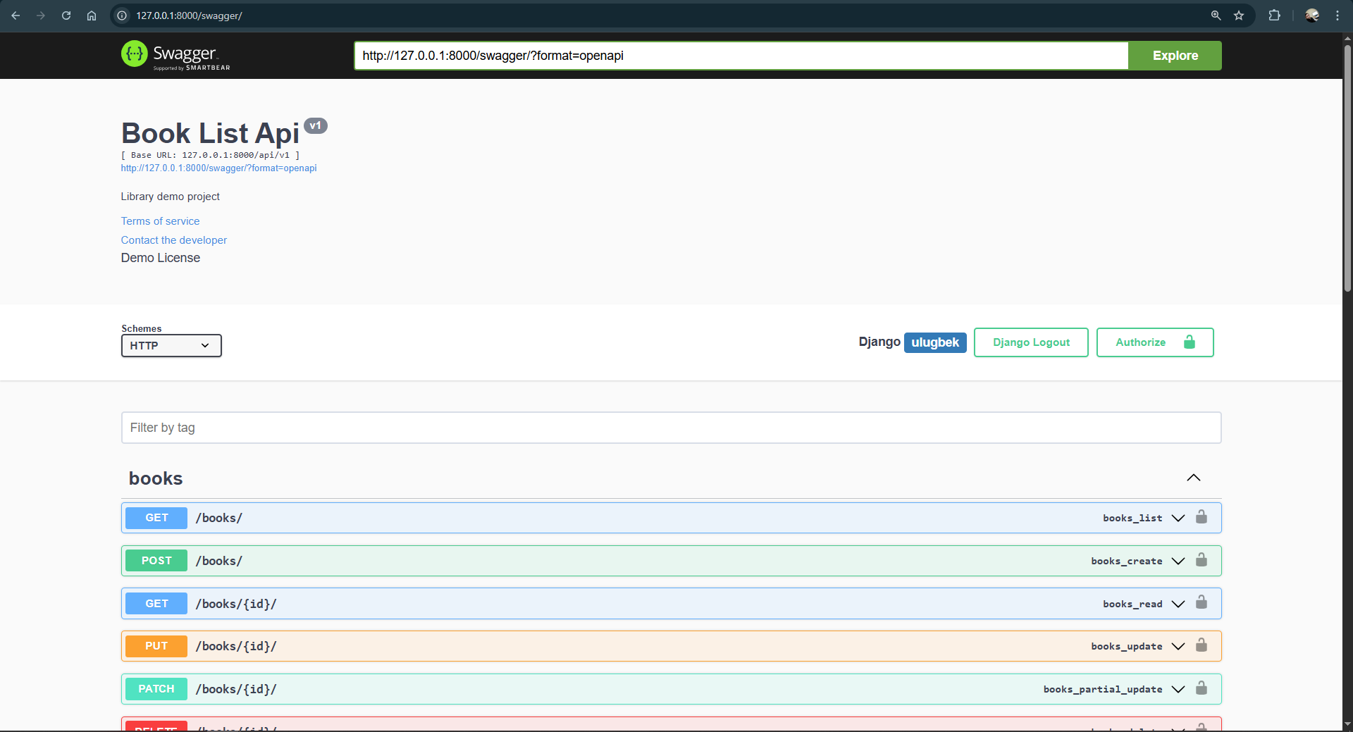 Library Project API home page